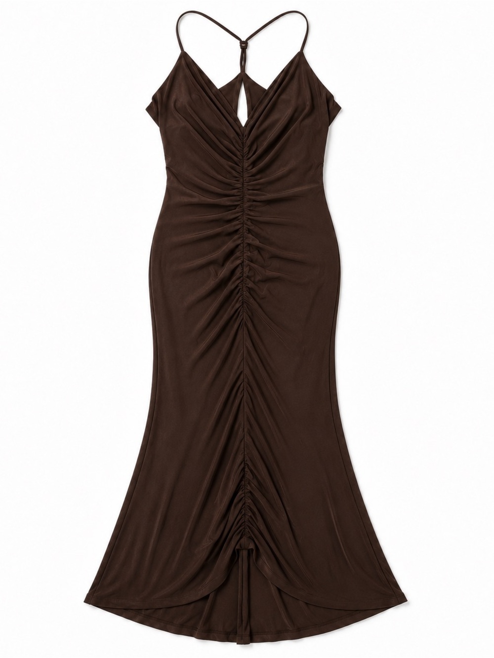 NWT Vintage Y2K Laundry by Shelli Segal Brown Ruched Mermaid Maxi Dress Size 4
